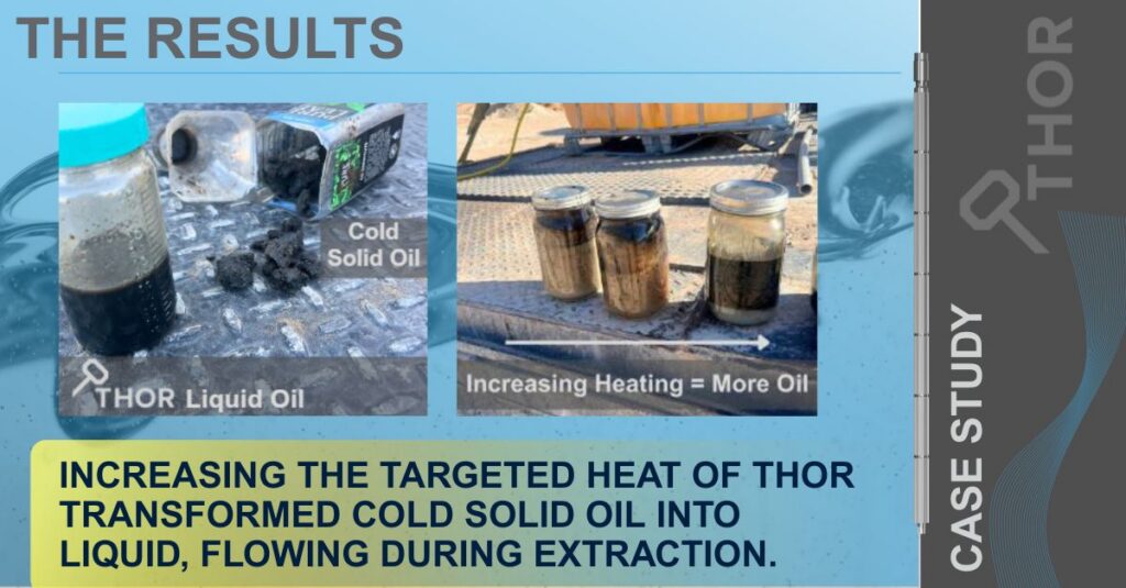 Targeted heat transforming cold solid oil into liquid